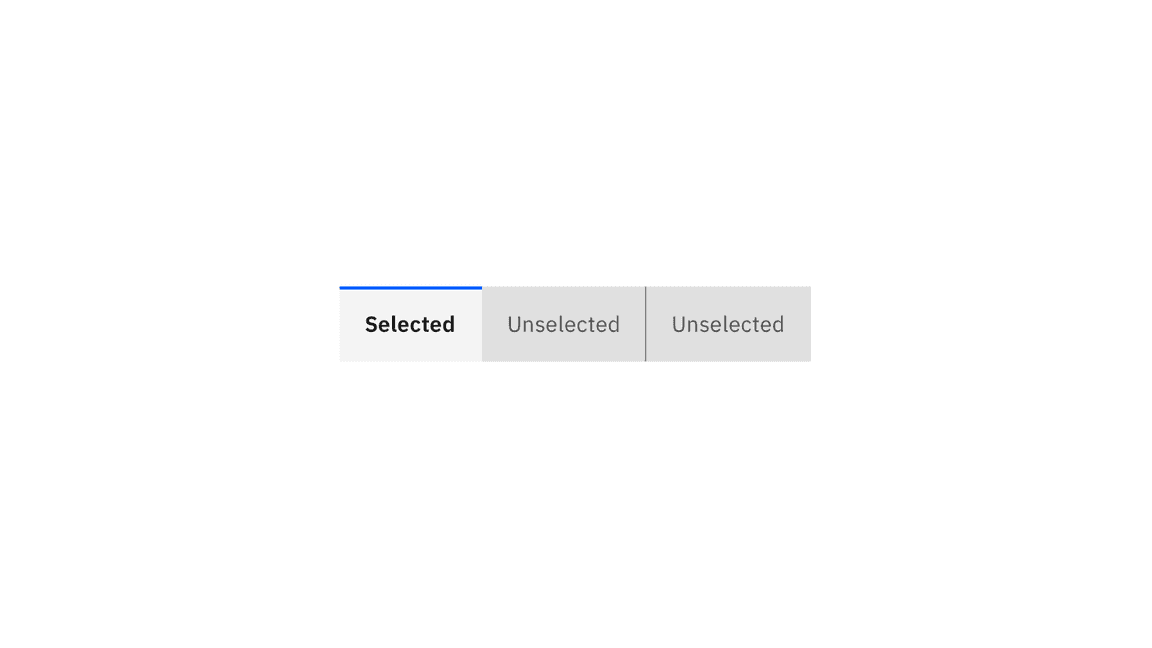 Examples of selected and unselected contained tabs Examples of selected and unselected contained tabs
