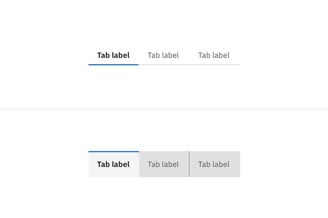 Examples of line tabs (top) and contained tabs (bottom) Examples of line tabs (top) and contained tabs (bottom)
