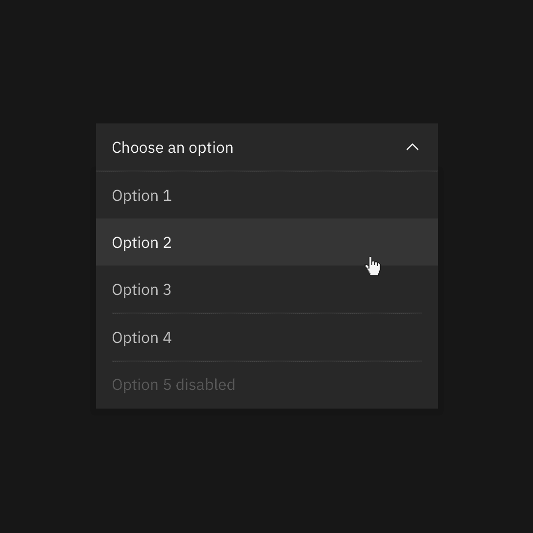 Gray 90 dropdown on Gray 100 background Gray 90 dropdown on Gray 100 background