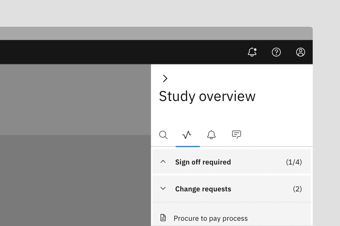 Example of icon-only tabs within a side panel Example of icon-only tabs within a side panel
