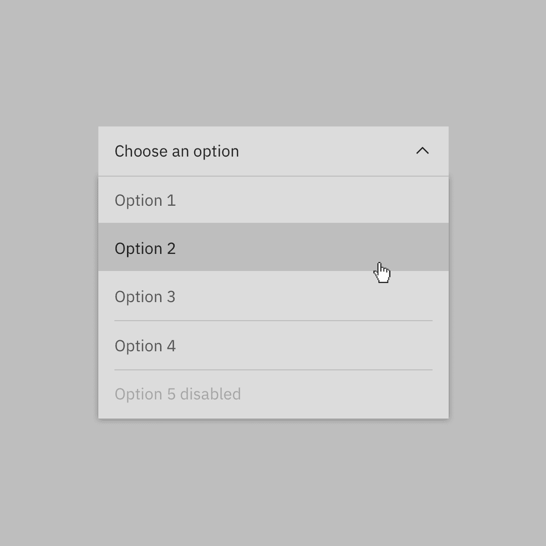 Gray 10 dropdown on a Gray 20 background Gray 10 dropdown on a Gray 20 background